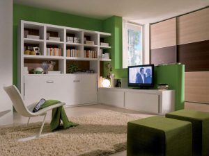 ls02 libreria bianca con letto a scomparsa chiuso