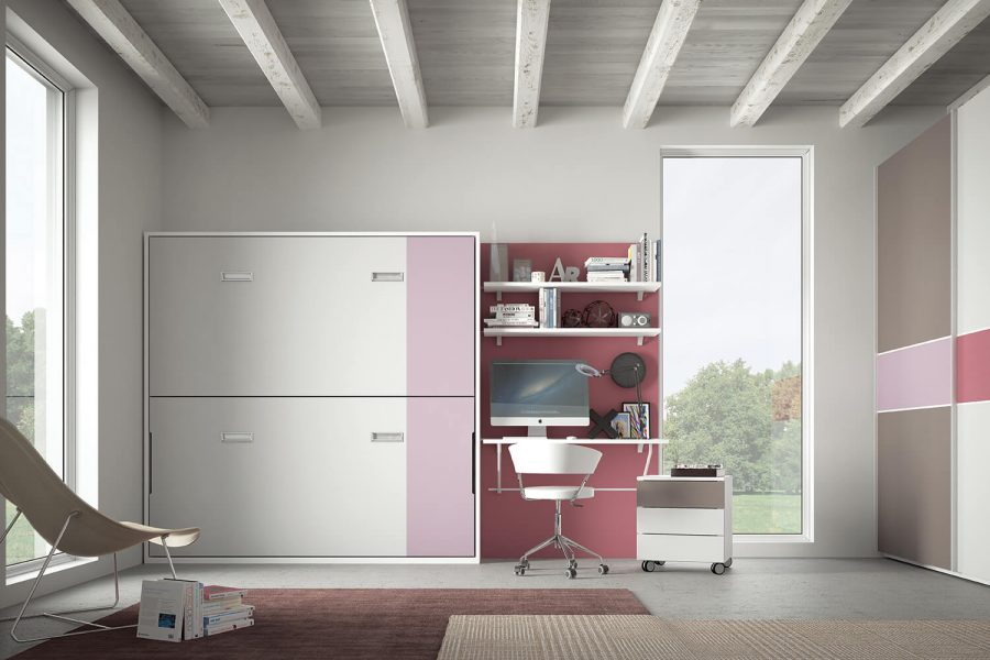 pw14 libreria con letto a castello a scomparsa